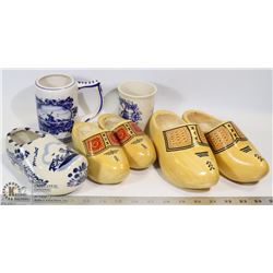 HOLLAND DELFT BLUE AND WOODEN SHOES