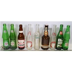 FLAT OF VINTAGE COLLECTIBLE SODA & BEER BOTTLES