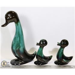 3PC BLUE MOUNTAIN POTTERY DUCK SET