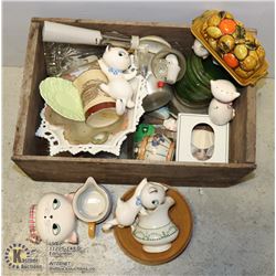 OLD APPLE CRATE  FULL OF COLLECTIBLES