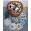 Image 1 : WOODEN BASKET FULL OF COLLECTIBLES