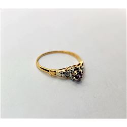 11)  AMETHYST RING SET IN 14k WHITE AND