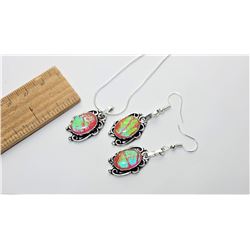 19)  SET OF CORAL/GREEN FIRE DOUBLET