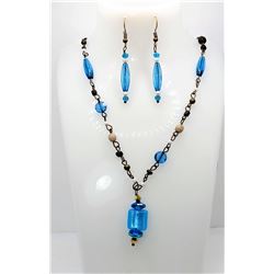 22)  SET OF TURQUOISE BLUE GLASS DROP
