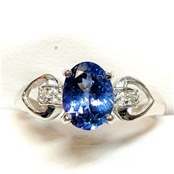 10K WHITE GOLD TANZANITE(1.3CT) DIAMOND(0.03CT)