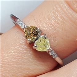 10K WHITE GOLD YELLOW DIAMOND DIAMOND(0.3CT)