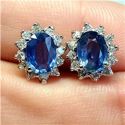 14K WHITE GOLD SAPPHIRE(2.25CT) DIAMOND(0.32CT)