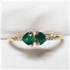 Image 2 : 10K YELLOW GOLD GENUINE EMERALD(0.23CT) DIAMOND