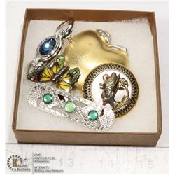 BIN FILLED WITH VINTAGE BROOCHES