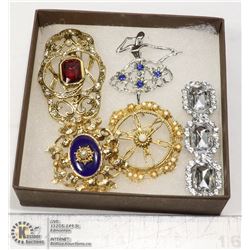 BOX OF ESTATE BROOCHES