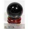 Image 1 : #278-BLACK OBSIDIAN SPHERE BALL + STAND 29.8mm