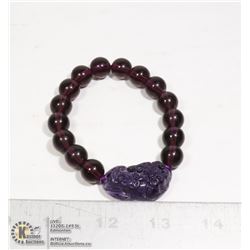 #284-PIXIU OBSIDIAN BEAD BRACELET 8"/ 12mm