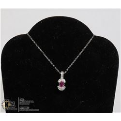 #177-PINK SAPPHIRE PENDANT/ NECKLACE 18"