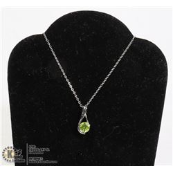 #169-GREEN PERIDOT PENDANT/ NECKLACE 18"