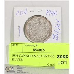 1940 CANADIAN 50 CENT COIN SILVER