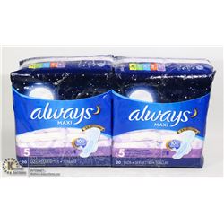 TWO PACKS OF ALWAYS MAXI EXTRA HEAVY FLOW PADS