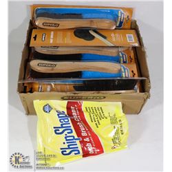 LARGE FLAT OF HAT BRUSHES AND BRUSH CLEANER