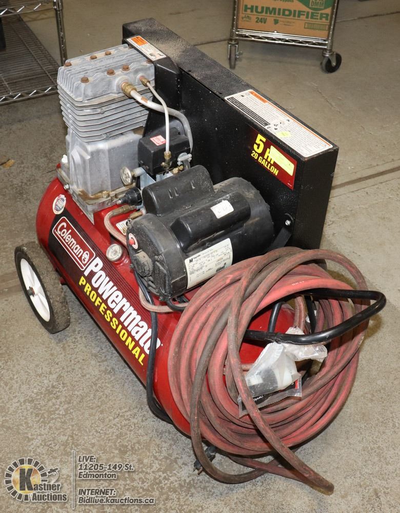 5 HP 20 GALLON AIR COMPRESSOR. SINGLE PHASE 220V