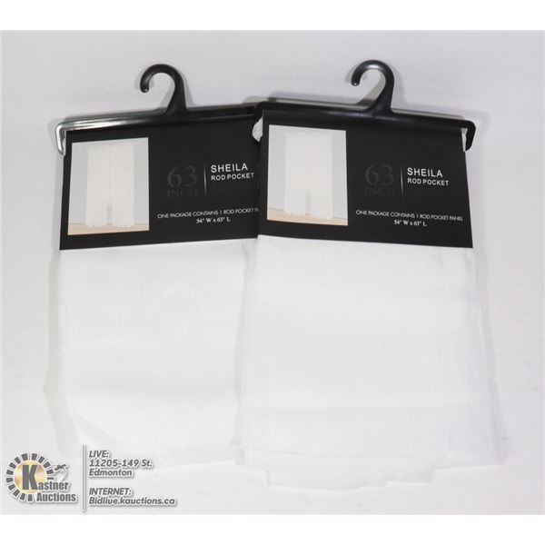 TWO 63"L X 54"W SHEILA ROD POCKET WINDOW PANELS
