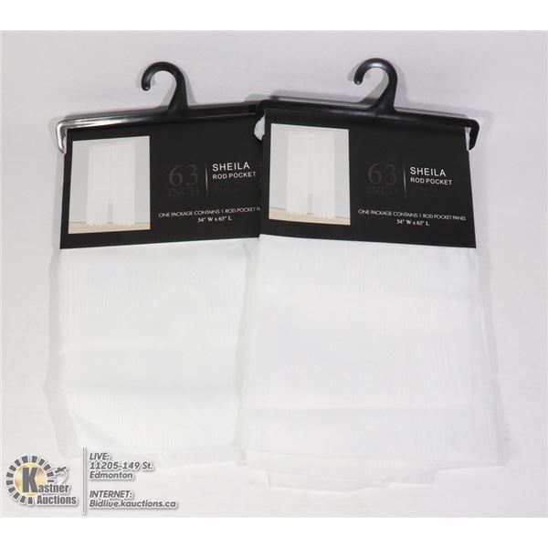 TWO 63"L X 54"W SHEILA ROD POCKET WINDOW PANELS