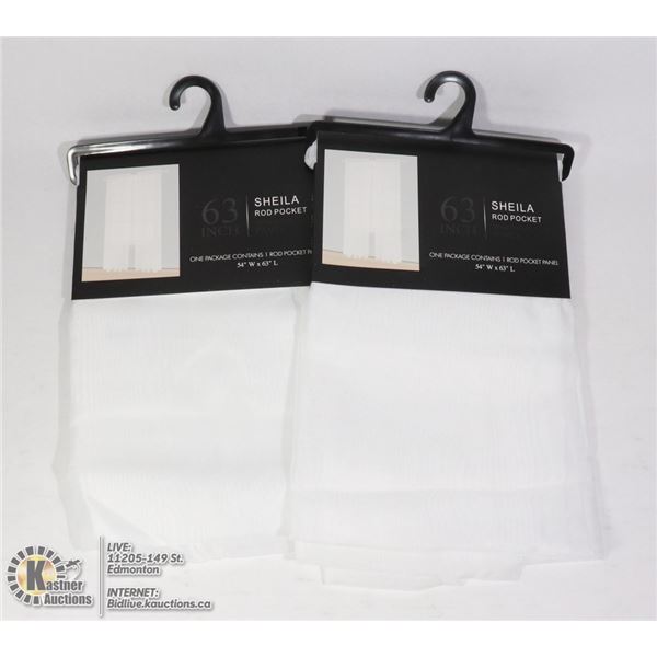 TWO 63"L X 54"W SHEILA ROD POCKET WINDOW PANELS