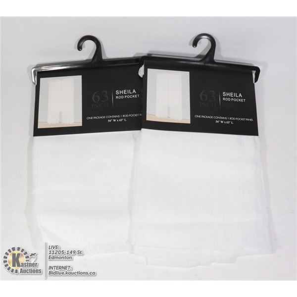 TWO 63"L X 54"W SHEILA ROD POCKET WINDOW PANELS
