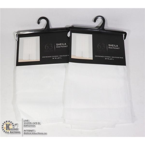 TWO 63"L X 54"W SHEILA ROD POCKET WINDOW PANELS