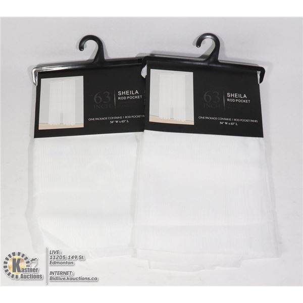 TWO 63"L X 54"W SHEILA ROD POCKET WINDOW PANELS