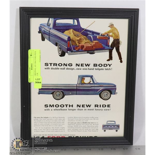 8 X 10 ORIGINAL AD 1964 FORD PICK UP TRUCK