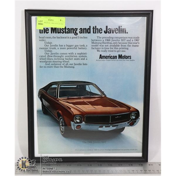 11 X 14 ORIGINAL 1968 JAVELIN SST AD