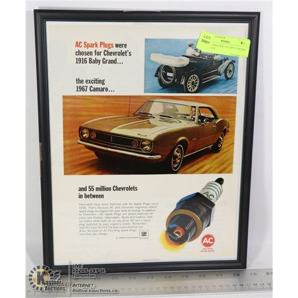 11 X 14 ORIGINAL AD 1967 CAMARO AC PLUGS