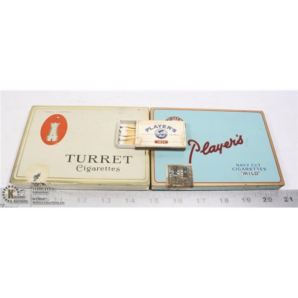 2 METAL CIGARETTE/ TOBACCO CASES (TURRET AND