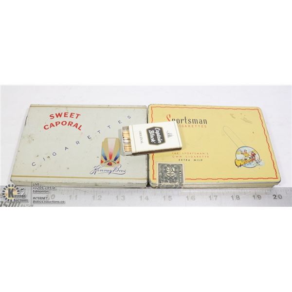 2 METAL CIGARETTE/ TOBACCO CASES (SPORTSMAN AND