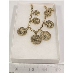 NEW FASHION GOLD TONE ROMAN COIN CHAIN