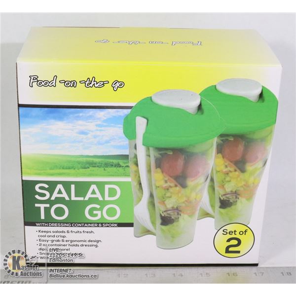 NEW SET OF TWO SALAD TO GO TRAVEL SALAD CONTAINERS