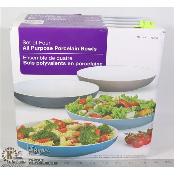 SET OF FORU ALL PURPOSE PORCELAIN BOWLS