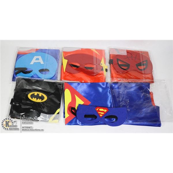 BUNDLE OF KIDS SIZE SUPERHERO MASKS AND CAPES