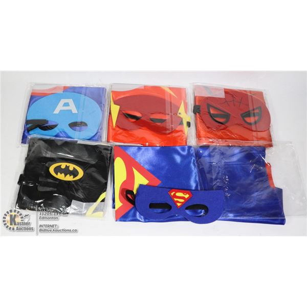 BUNDLE OF KIDS SIZE SUPERHERO MASKS AND CAPES