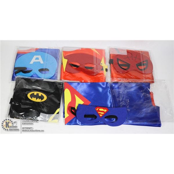 BUNDLE OF KIDS SIZE SUPERHERO MASKS AND CAPES