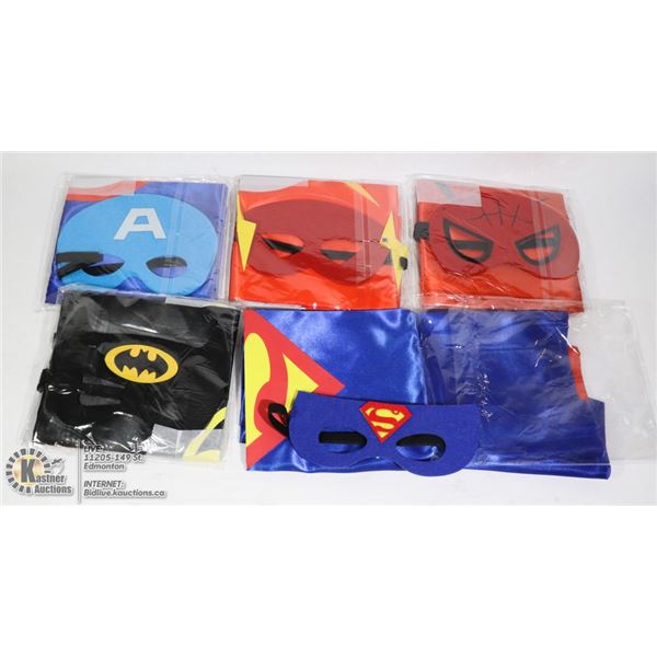 BUNDLE OF KIDS SIZE SUPERHERO MASKS AND CAPES