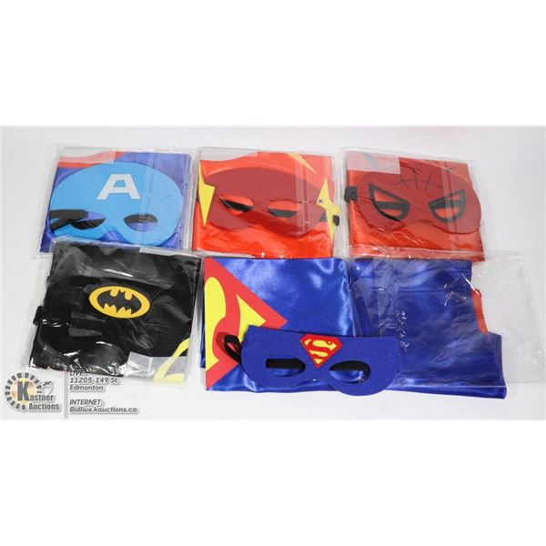 BUNDLE OF KIDS SIZE SUPERHERO MASKS AND CAPES