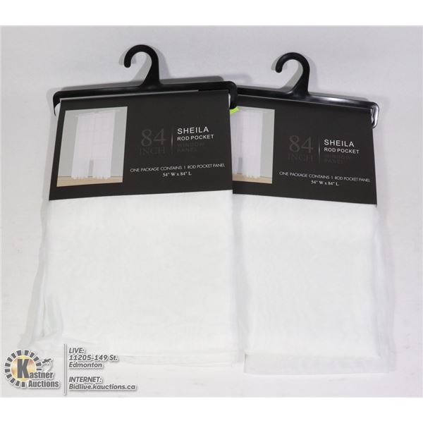 TWO 84"L X 54"W SHEILA ROD POCKET WINDOW PANELS