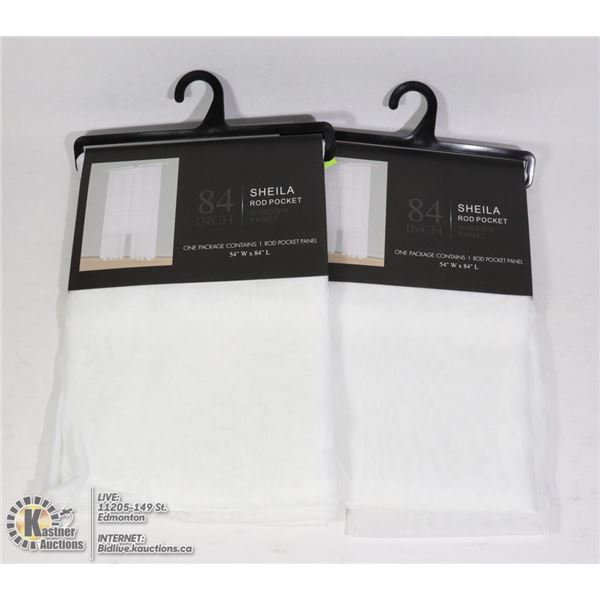TWO 84"L X 54"W SHEILA ROD POCKET WINDOW PANELS