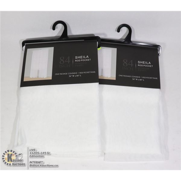 TWO 84"L X 54"W SHEILA ROD POCKET WINDOW PANELS