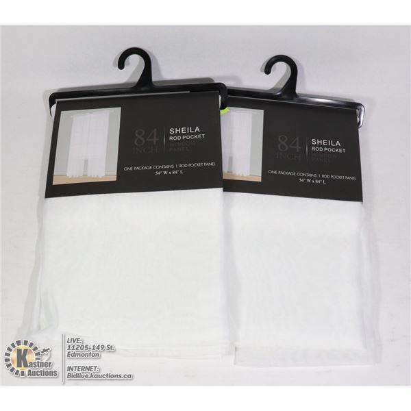 TWO 84"L X 54"W SHEILA ROD POCKET WINDOW PANELS
