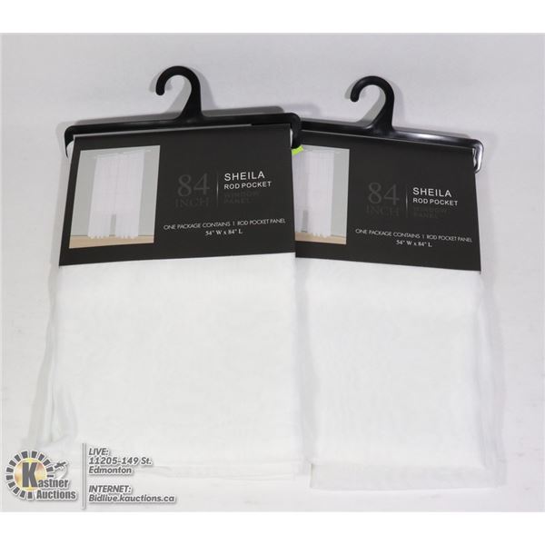 TWO 84"L X 54"W SHEILA ROD POCKET WINDOW PANELS