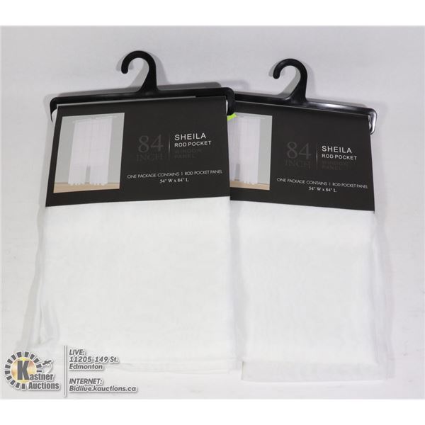 TWO 84"L X 54"W SHEILA ROD POCKET WINDOW PANELS