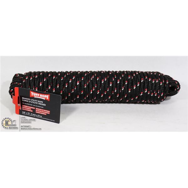 NEW 3/8" X 75' BRAIDED UTILITY ROPE