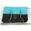 Image 1 : CHANEL PARIS HANDBAG - BLACK & TURQUOIS