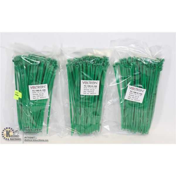 THREE BAGS OF 100PC EACH ZIP TIES